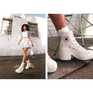 Womens Size 7.5 Converse Boot Chuck 70 De Luxe Hi Top Heel White Lace Up A05348C